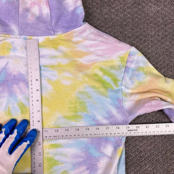 Wonder Woman Tie Dye Hoodie Women's Medium Cropped DC Comics Drawstrings - Picture 6 of 8